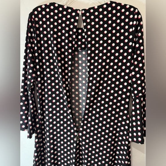 Tommy Hilfiger Women Polka Dot Bell Sleeve Sheath Midi Dress Black White Size 2 - Picture 9 of 11